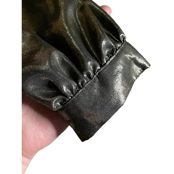 ELOQUII Women's Silver Gold Bronze Metallic Bow Long Sleeve Blouse Size 20 NWT - Picture 5 of 10